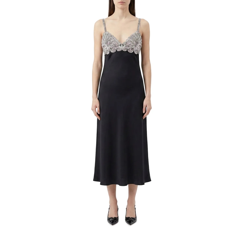 Valentino Garavani Maxikleid Midikleid mit Glitzerdetails schwarz(Image 2)