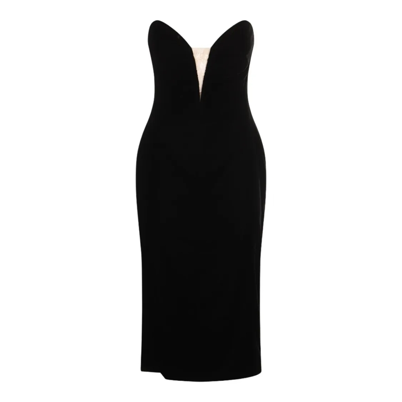 Tom Ford Midi-jurk Strapless Black Midi Dress With Sweetheart Necklin Black