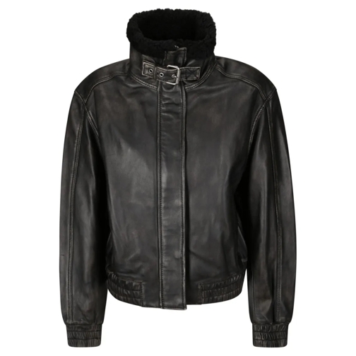 Samsøe Samsøe Übergangsjacke High Collar Leather Jacket With Strap Black