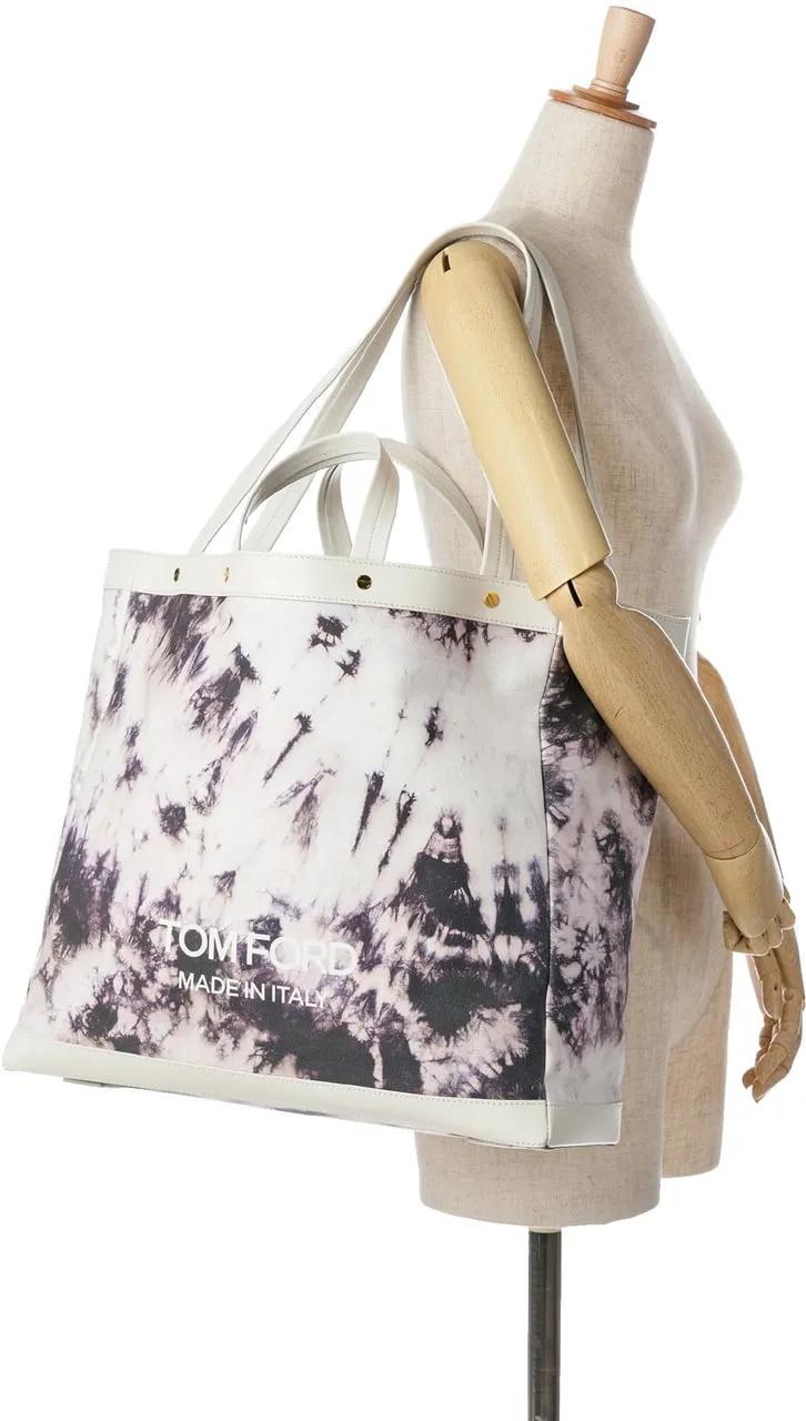 Tom Ford Shoppers Printed Canvas Satchel in wit