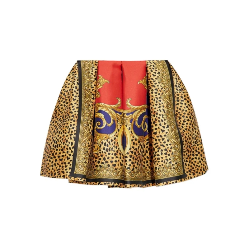 Versace Minirock Voluminous Cheetah Barocco Mini Skirt Brown