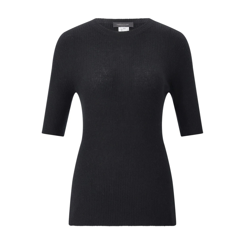 Fabiana Filippi T-shirt Geripptes Shirt aus Strick Schwarz