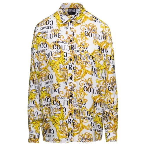 Versace Jeans Couture White And Yellow Shirt With Baroque Print And Cout White 
