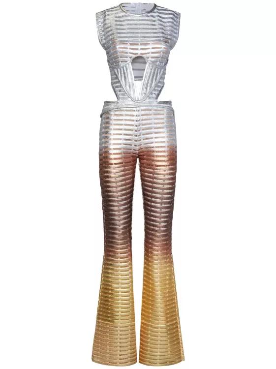 Genny Silver And Bronze Jumpsuit Multicolor