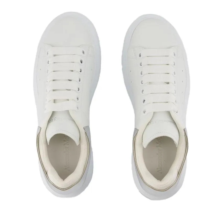 Alexander McQueen Oversized Sneakers Leather White Silver White Low Top Sneaker