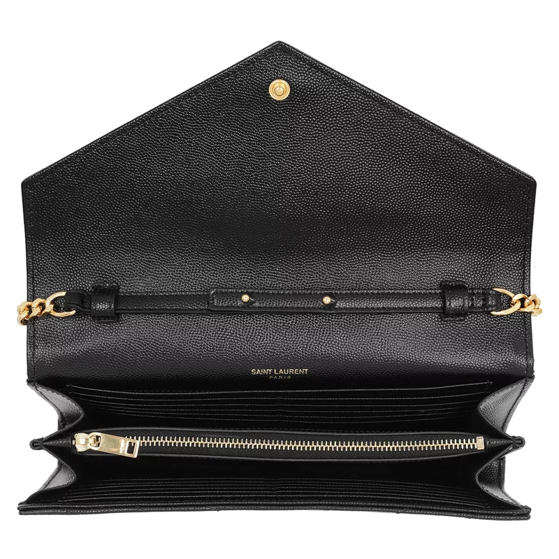 Saint Laurent Crossbody Bag Ysl Chain Wallet Monogram Black Gold (Image 8)