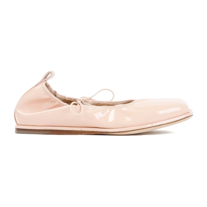 Simone Rocha Balletschoenen Pink Powder Patent Heart Toe Lace-Up Ballerina Pink