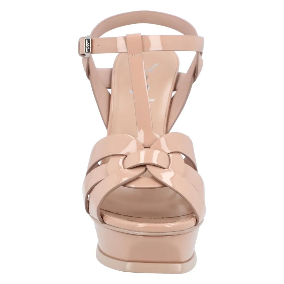 Thumbnail - Saint Laurent Sandalen - Tribute Patent Leather Platform Sandals Beige - Gr. 40 (EU) - in Rosa - für Damen