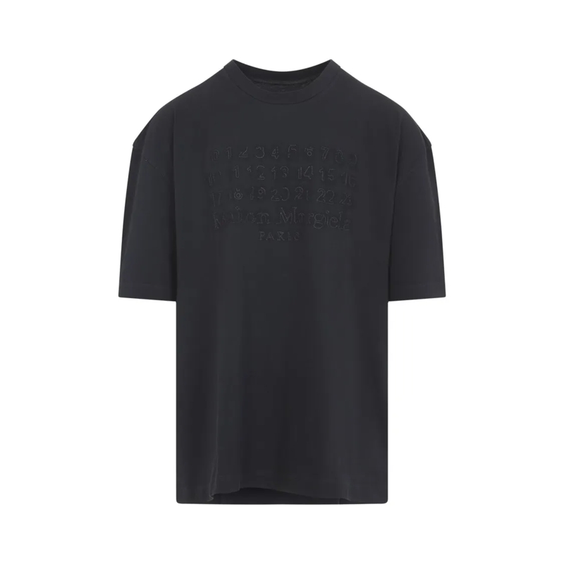 Maison Margiela T-Shirt Black Short-Sleeve T-Shirt With Embossed Detailing Black