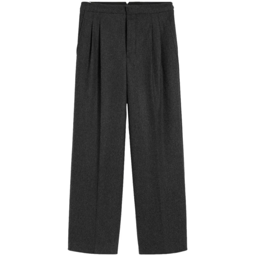 AMI Paris  Dark Grey Wool Wide-Leg Trousers Grey