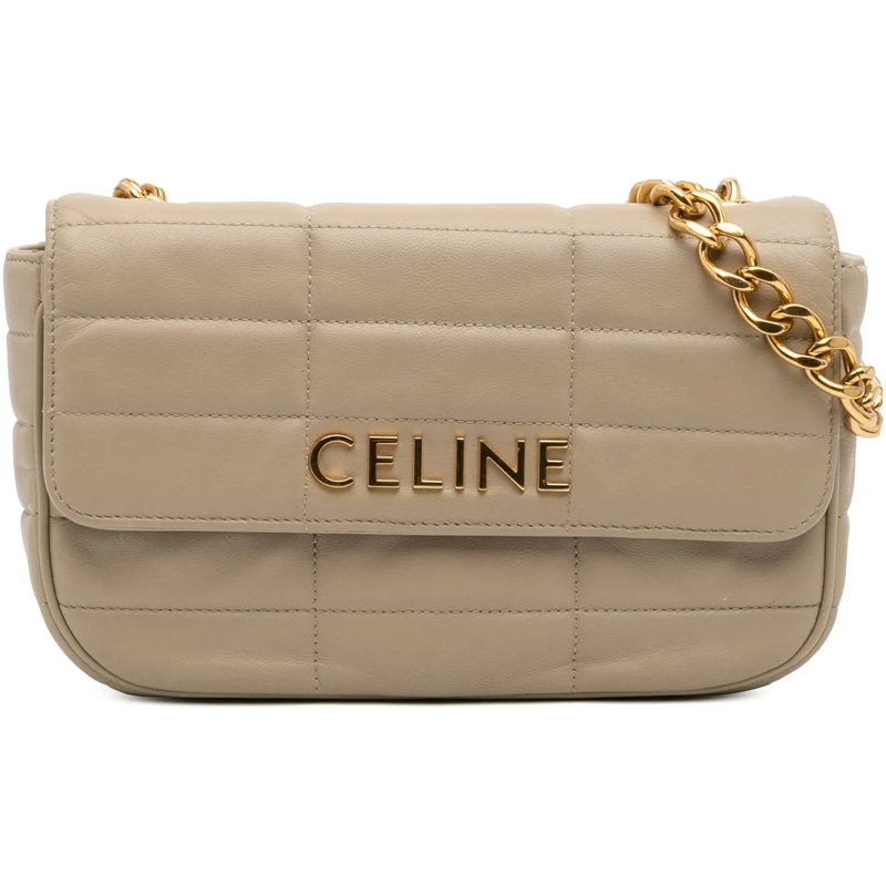 Celine Schultertasche Matelasse Goatskin Monochrome Chain Shoulder Bag braun