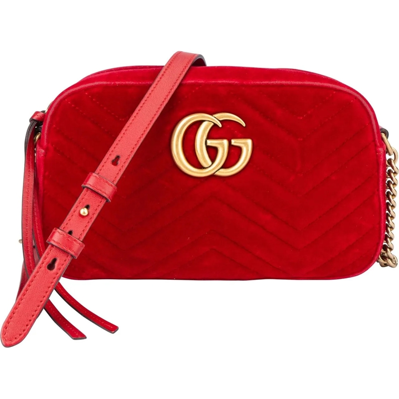 Gucci Schultertasche Gucci Red Velvet GG Marmont Crossbody Bag mehrfarbig