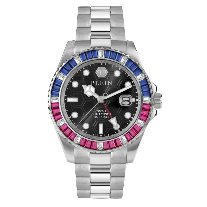 Philipp Plein Quarzuhr Quarz-Analoguhr Gmt-I Challenger Baguettes silber