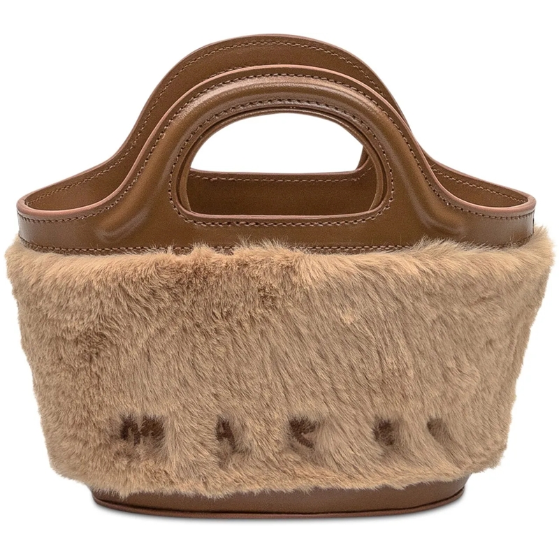 Marni Schultertasche Marni Borsa a Tracolla in Pelliccia Beige e Pelle  beige