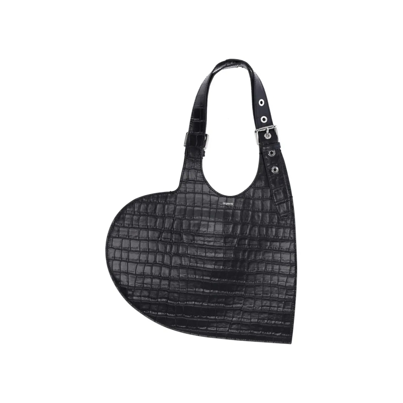 Coperni Schultertasche “Heart” Croc-Effect Bag – Black Black