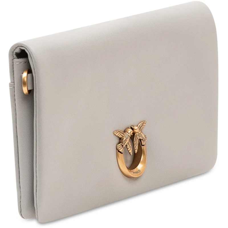 Pinko Schultertasche Borsa a Spalla Click Soft con Patta e Logo taupe(Image 3)