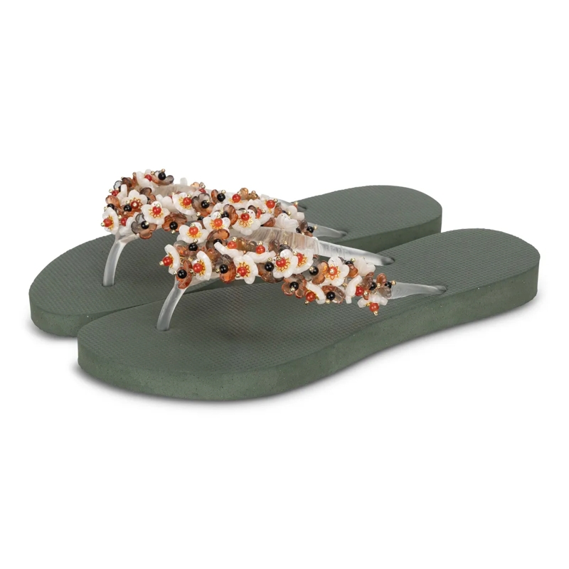 UZURII Flip Flops flip flop Tulum Bloom Coffee dunkel-grün(Image 19)