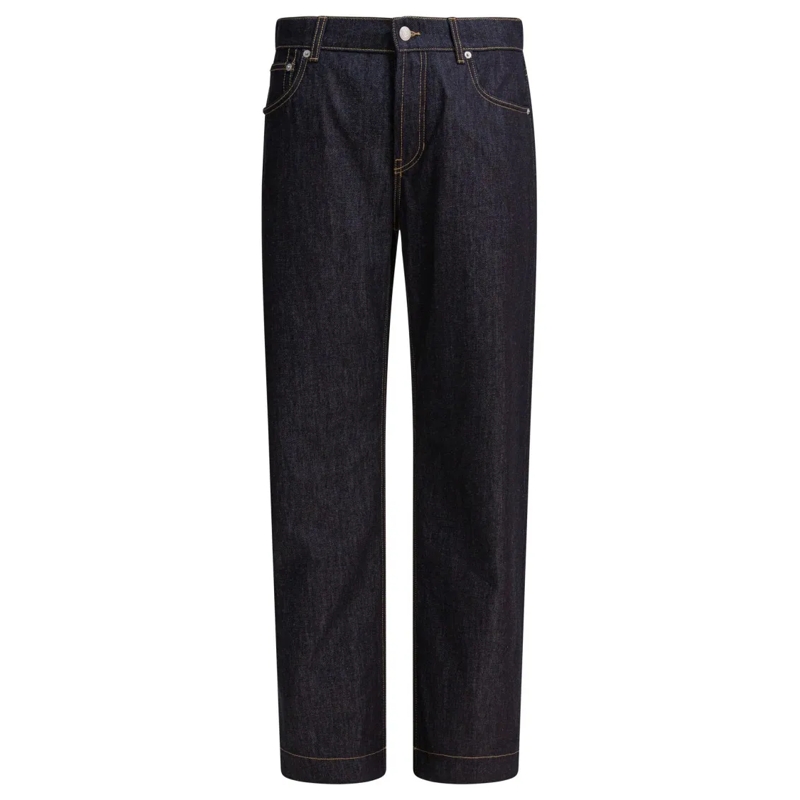 Alexander McQueen Jeans Dark Indigo Denim Straight-Leg Jeans Black