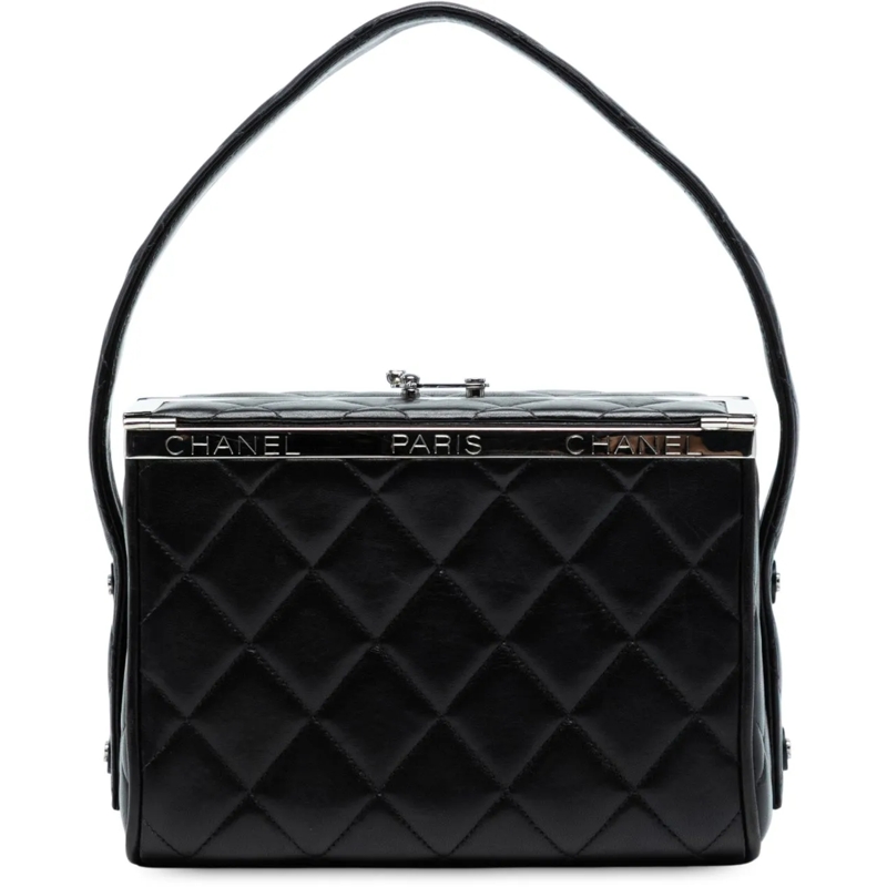 Chanel Tote Quilted Lambskin Leather Box Bag schwarz