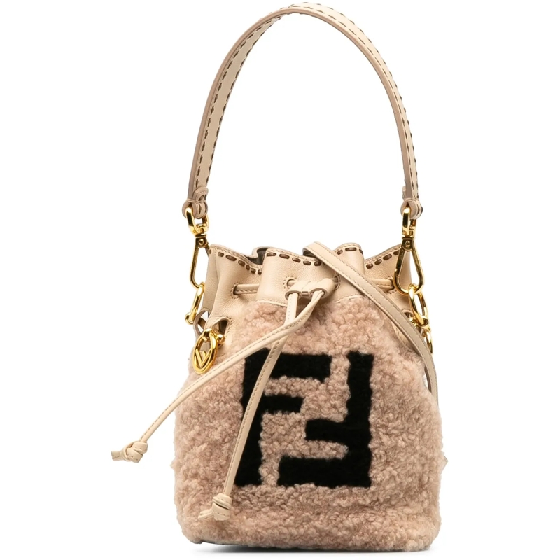 Fendi Schultertasche Shearling Mini Mon Tresor Bucket Bag rose