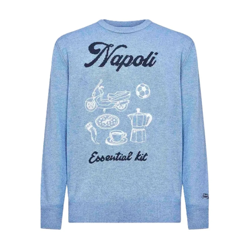 Mc2 Saint Barth  Light Blue Graphic Sweatshirt Blue
