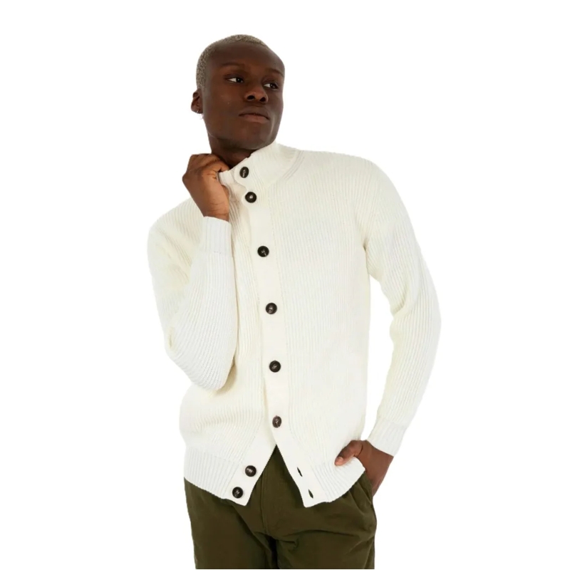 FILIPPO DE LAURENTIIS Strickjacke Ribbed Knit Merino Wool Cardigan Neutrals