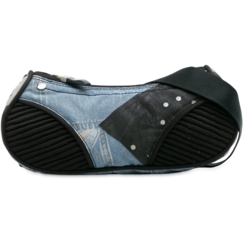 Christian Dior Schultertasche Canvas Printed Denim Crossbody blau