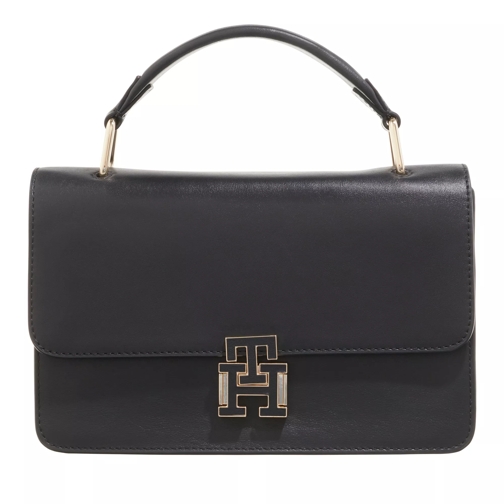Tommy Hilfiger Pushlock Leather Crossover Black Borsa a tracolla