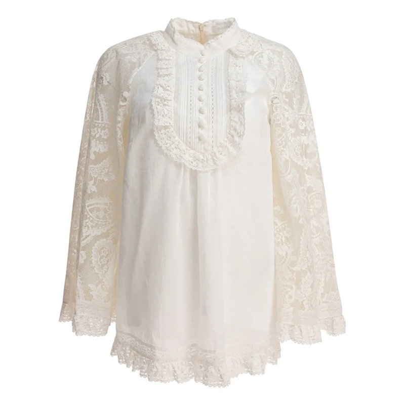 Zimmermann Hemd Ascension Lace Yoke Tunic Neutrals