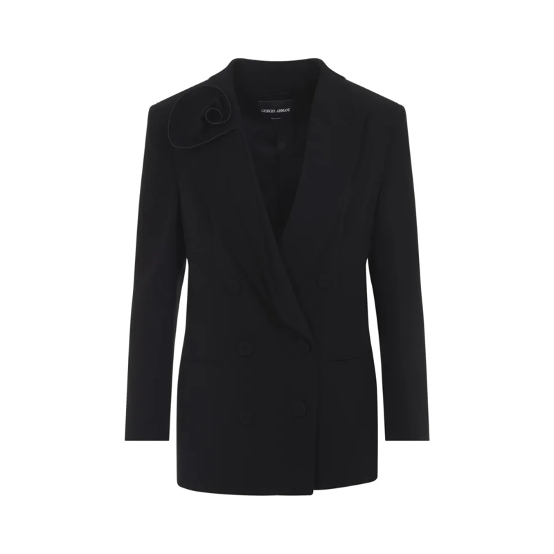 Giorgio Armani Blazer Silk Blazer With Double-Breasted Silhouette And Su Black