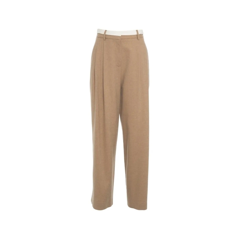 Ottod'ame  Modern Pleat Beige Chino Pants With Hidden Closure Neutrals