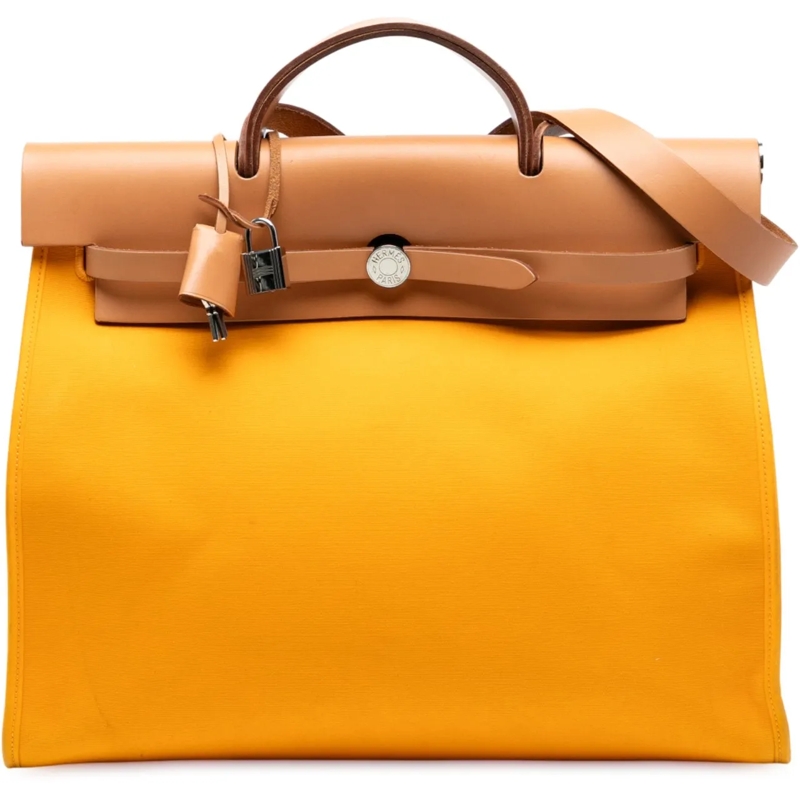 Hermès Schultertasche Toile Herbag Zip 39 gelb