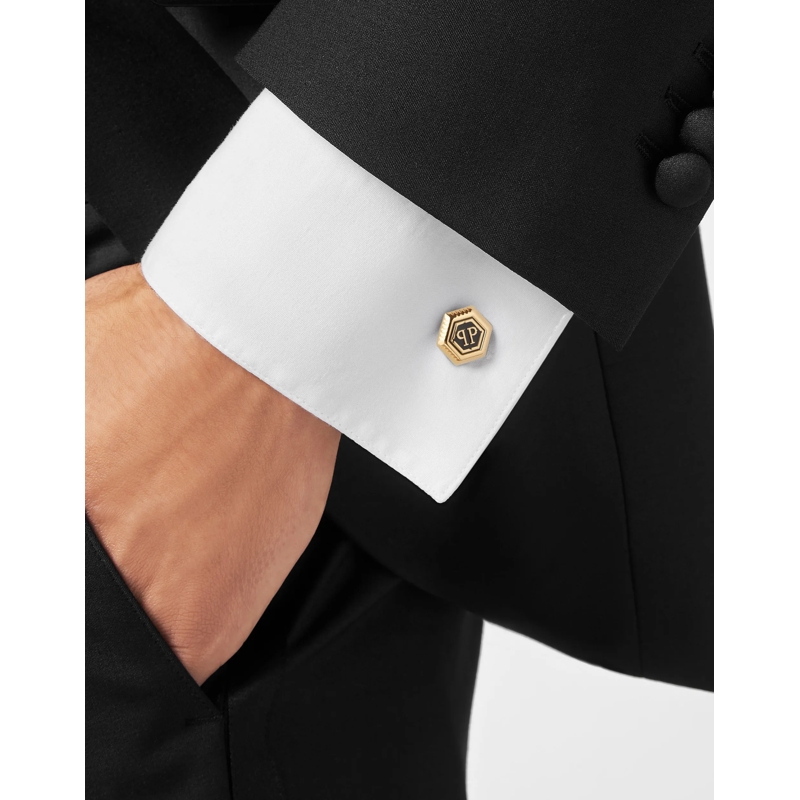 Philipp Plein Manschettenknöpfe Cufflinks Plein Icon gold(Image 4)