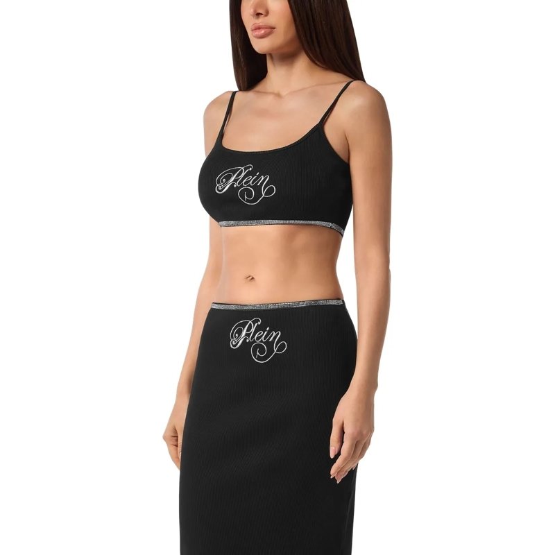 Philipp Plein Top Tanktop Signature Mit Schmucksteinen schwarz(Image 3)