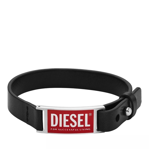 Diesel Leather Logo Stack Bracelet Black Bracelet