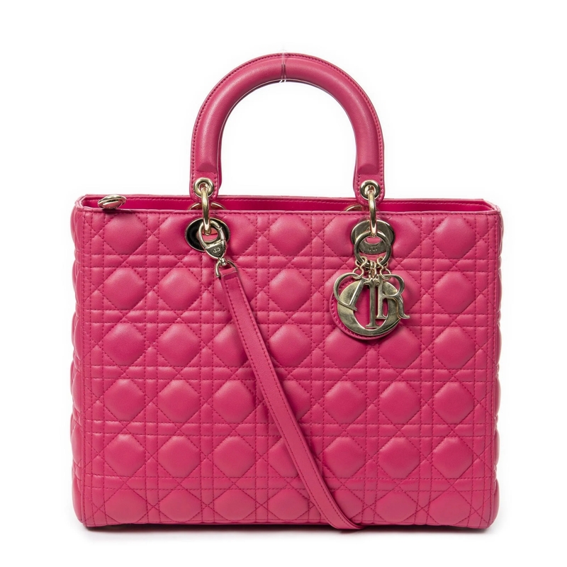 Christian Dior Crossbody Bag Large Lady Dior Zip fuschsia