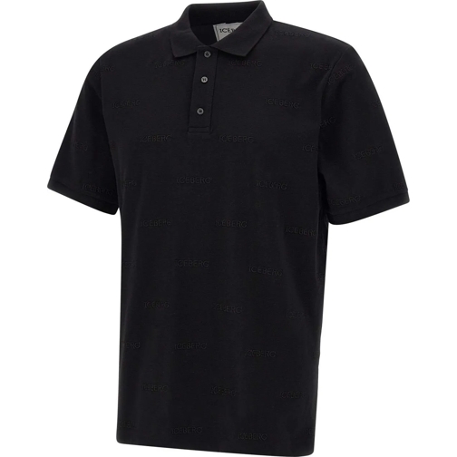 Iceberg T-Shirts Polo shirt with allover logo schwarz