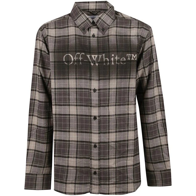 Off-White Legeres Oberteil Spray Book Check Flan Regular Shirt Grey grau