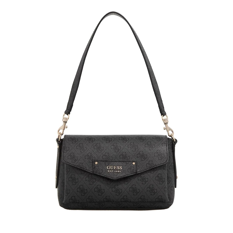 Guess Crossbody Bag Eco Brenton Flap Shoulder Bag Coal Logo
