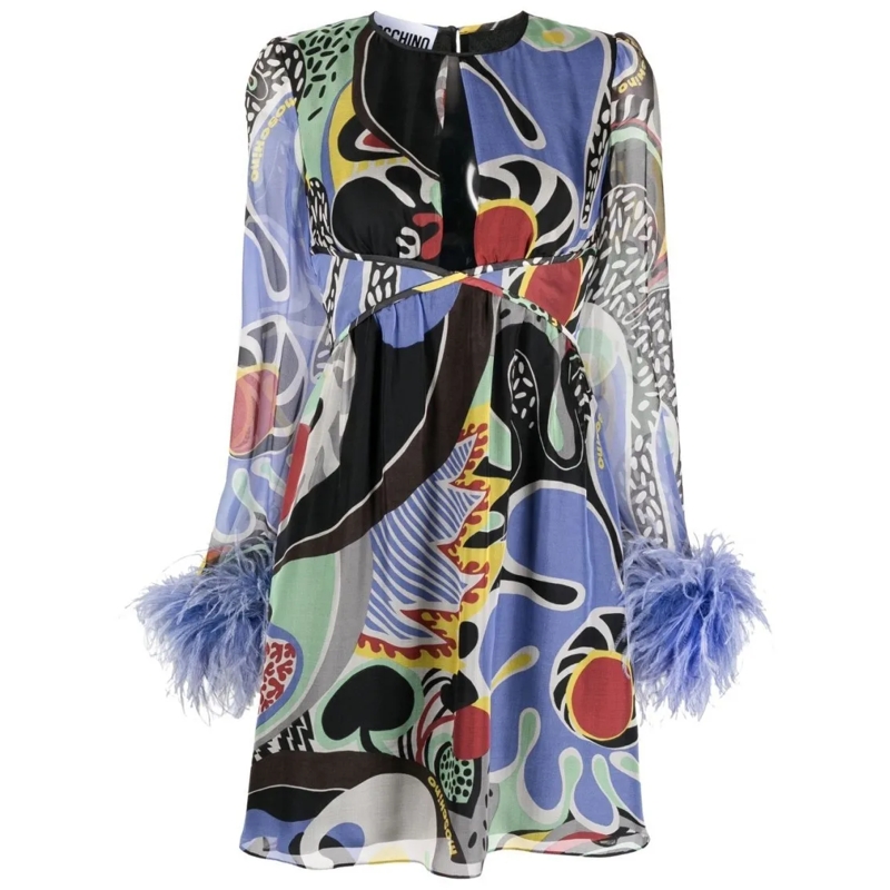 Moschino Mini-robe Psychedelic Print Mini Dress Grey