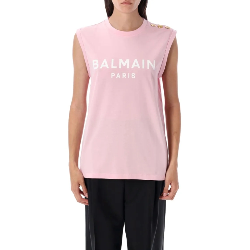 Balmain Bluse Paris Tank Top Pink