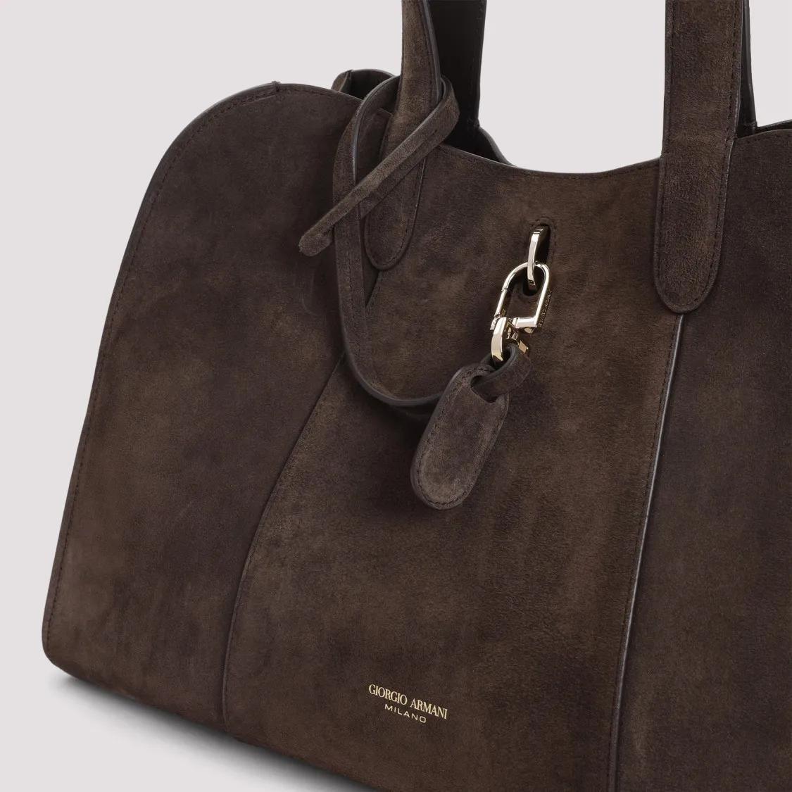 Thumbnail - Giorgio Armani Hobo Bags - Brown Suede Calf Leather Handbag - Gr. unisize - in Braun - für Damen