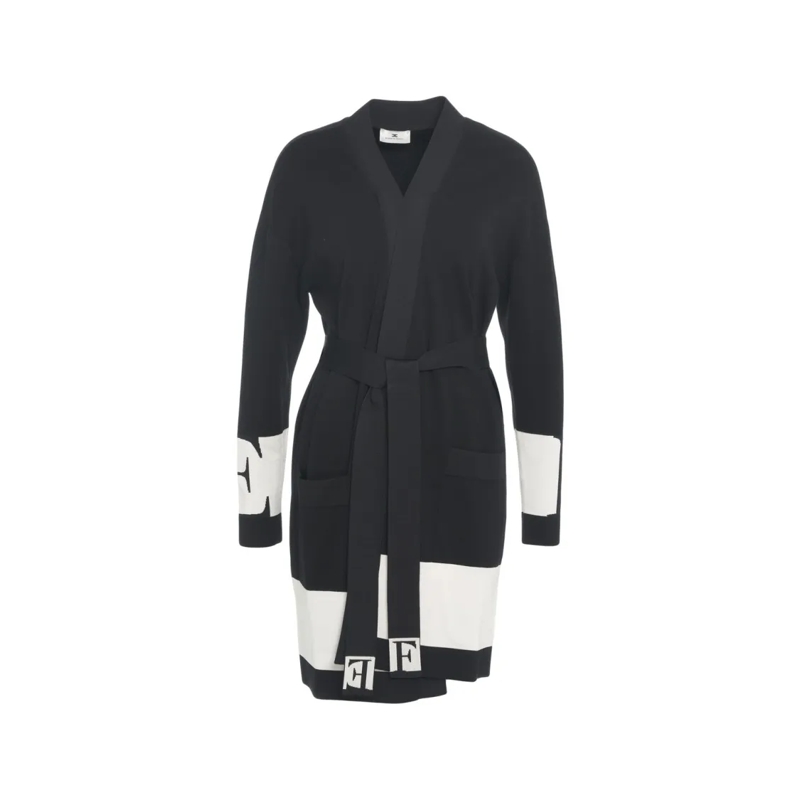 Elisabetta Franchi Strickjacke Cardigan With Belt Black