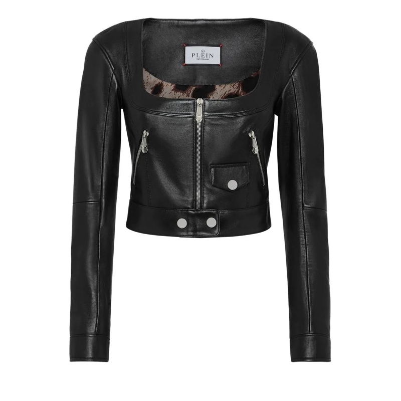 Philipp Plein Lederjacke Lederjacke schwarz