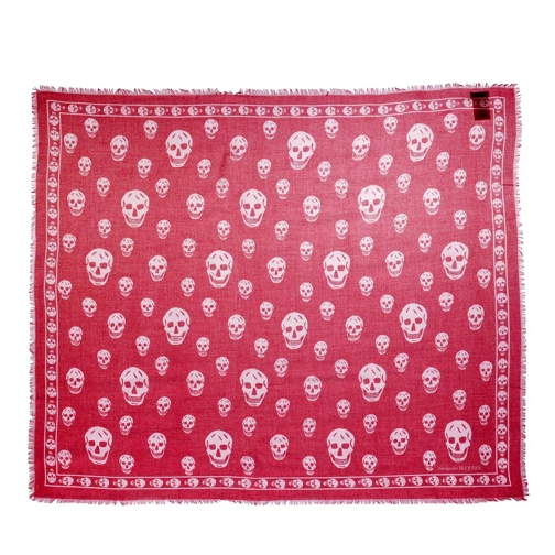 Alexander McQueen Skull Scarf 104X120 Modal/Silk Lacquer/Pink Lichtgewicht Sjaal