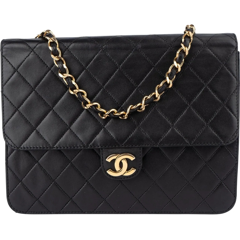 Chanel Tote Chanel Quilted Lambskin Single Flap Shoulder Bag schwarz