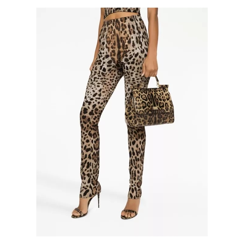 Dolce&Gabbana Satchel Medium Sicily Leopard-Print Shoulder Bag Brown(Image 9)