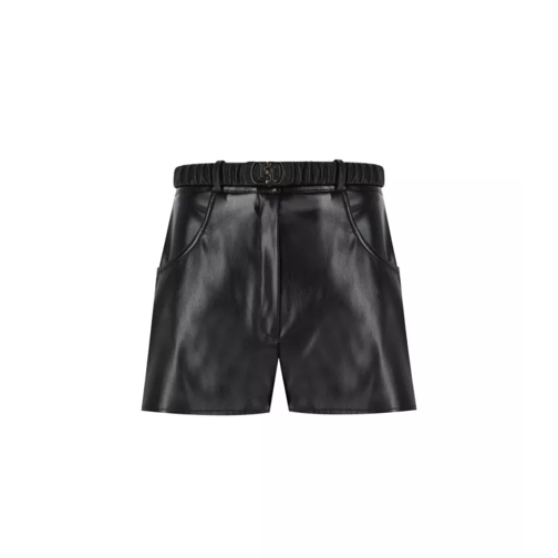 Elisabetta Franchi Black Leather Effect Shorts Black 