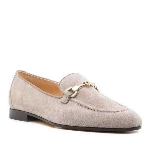 Doucal%27s Loafers & Ballerinas - Logo-Buckle Beluga Grey Suede Loafers - Gr. 40 (EU) - in Grau - für Damen