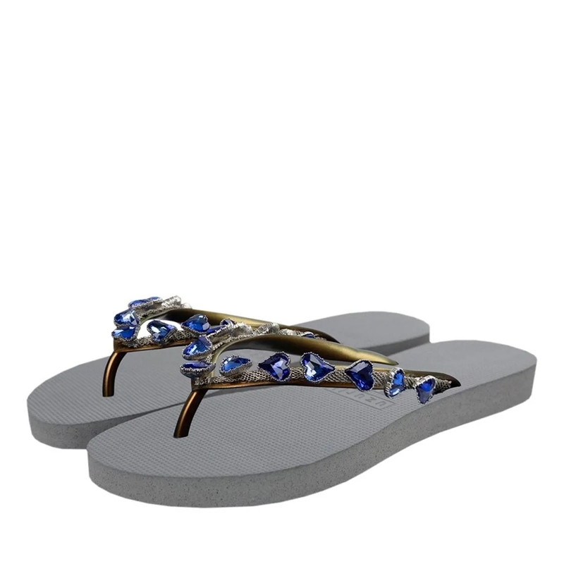 UZURII Flip Flops Zehentrenner Heart Blue silber(Image 2)